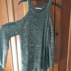 Grey Cold Shoulder Sweater
